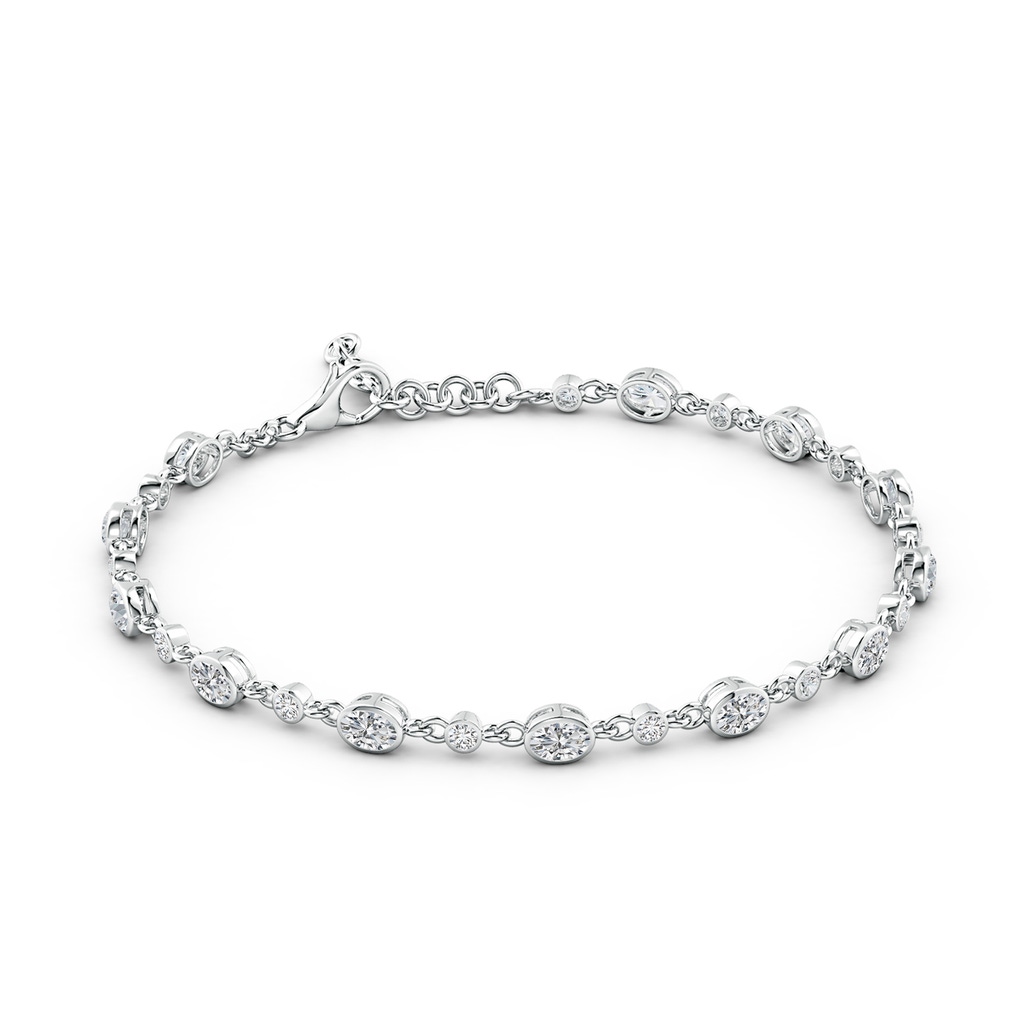 4x3mm HSI2 Alternating Oval and Round Diamond Tennis Bracelet in White Gold - side 199