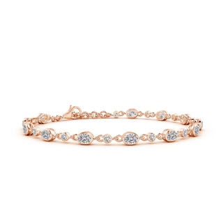 4x3mm IJI1I2 Alternating Oval and Round Diamond Tennis Bracelet in Rose Gold