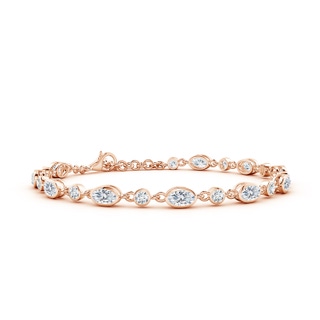 5x3mm GVS2 Alternating Oval and Round Diamond Tennis Bracelet in 18K Rose Gold