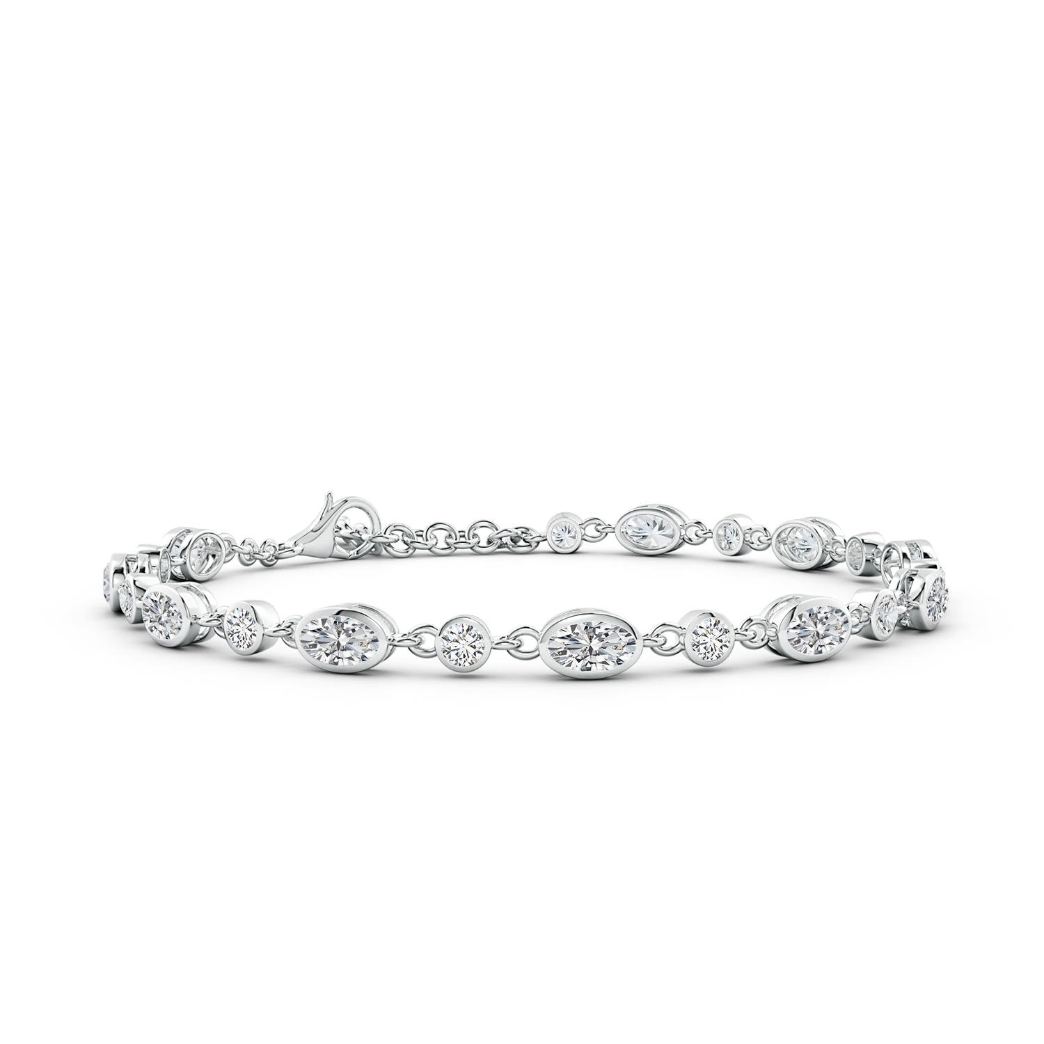 5x3mm HSI2 Alternating Oval and Round Diamond Tennis Bracelet in White Gold
