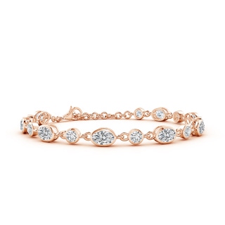 6x4mm HSI2 Alternating Oval and Round Diamond Tennis Bracelet in 18K Rose Gold