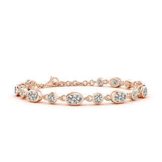 6x4mm KI3 Alternating Oval and Round Diamond Tennis Bracelet in 18K Rose Gold