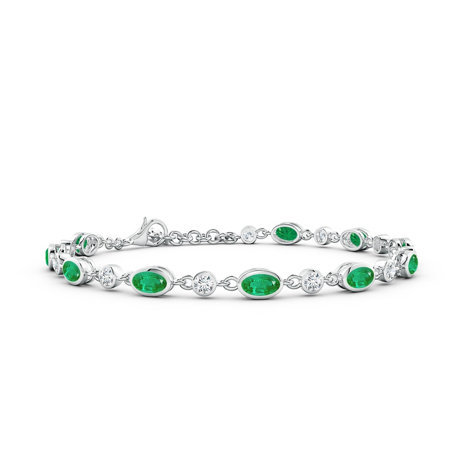 5x3mm AA Alternating Oval Emerald and Round Diamond Tennis Bracelet in White Gold 