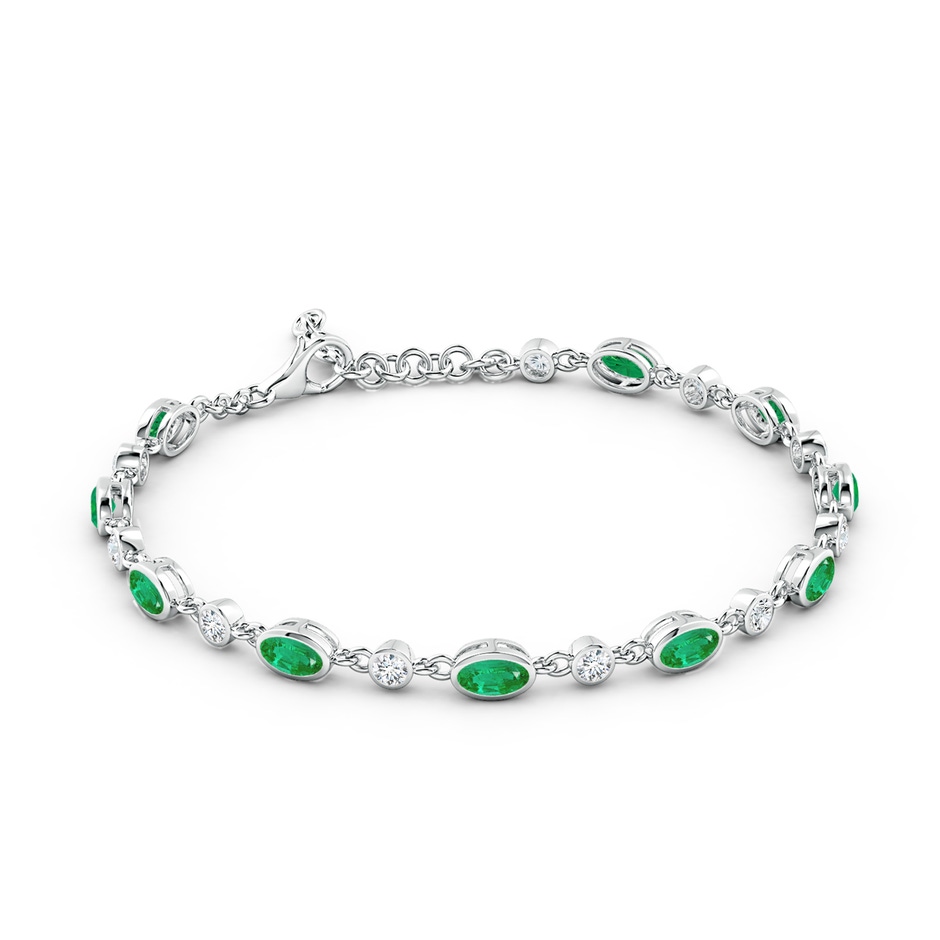 5x3mm AA Alternating Oval Emerald and Round Diamond Tennis Bracelet in White Gold side 199