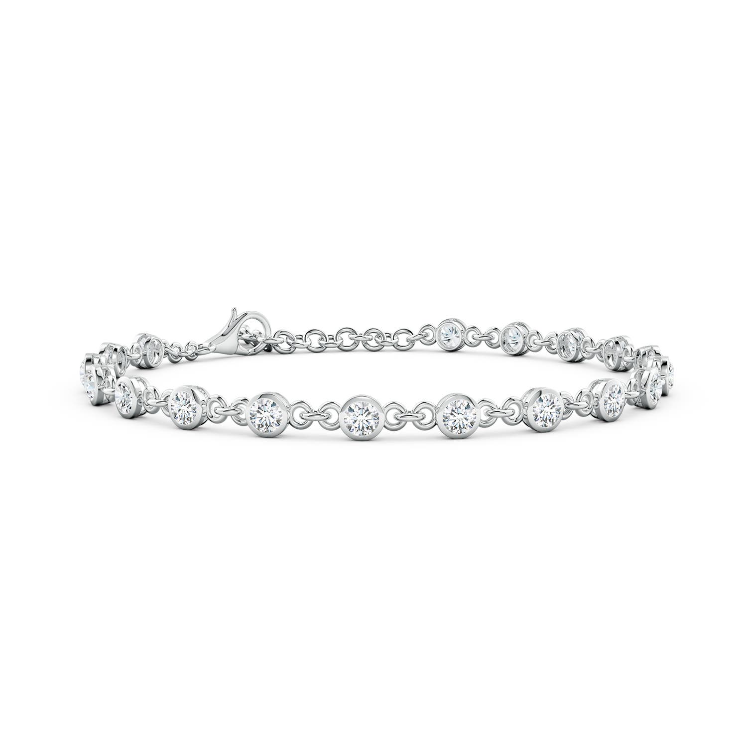 3mm GVS2 Bezel-Set Round Diamond Tennis Bracelet in 18CT White Gold