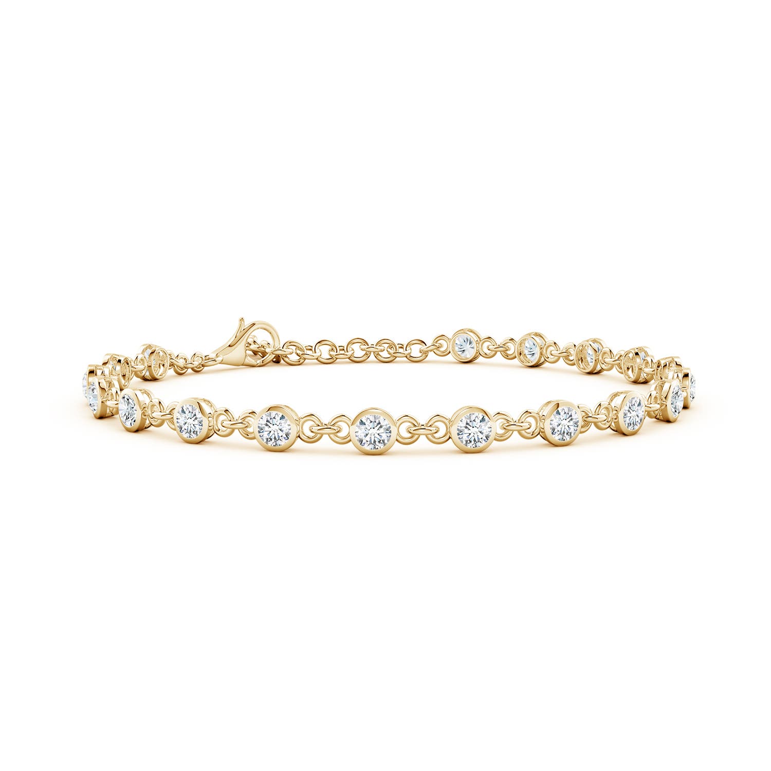3mm GVS2 Bezel-Set Round Diamond Tennis Bracelet in 18CT Yellow Gold