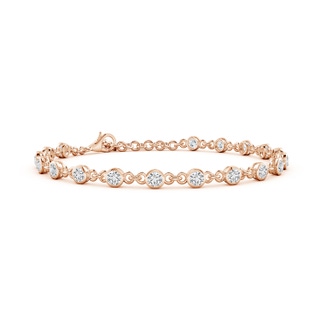 3mm HSI2 Bezel-Set Round Diamond Tennis Bracelet in 10K Rose Gold