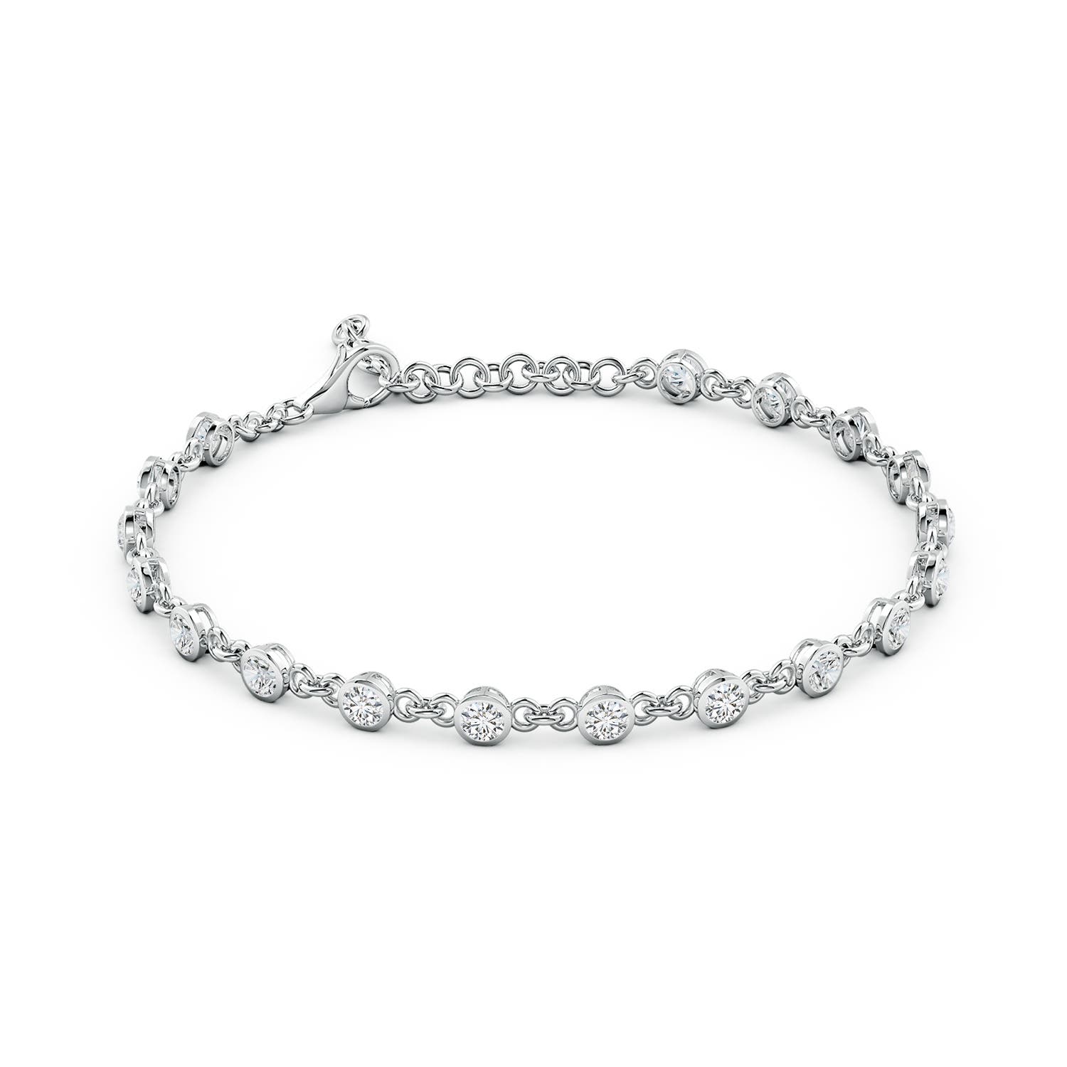 3mm HSI2 Bezel-Set Round Diamond Tennis Bracelet in 18K White Gold