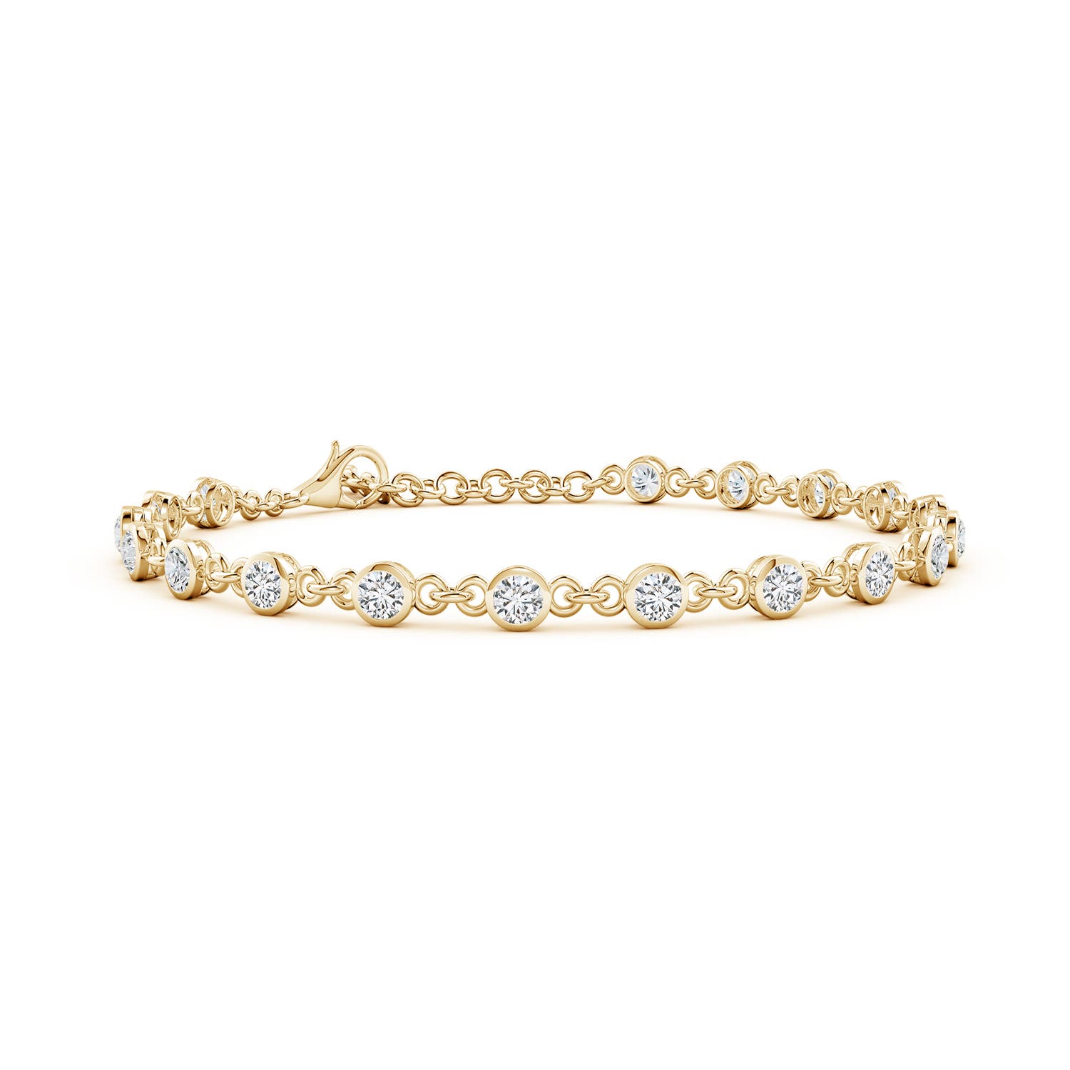 3mm HSI2 Bezel-Set Round Diamond Tennis Bracelet in 18CT Yellow Gold