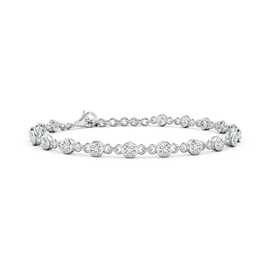 3mm HSI2 Bezel-Set Round Diamond Tennis Bracelet in White Gold