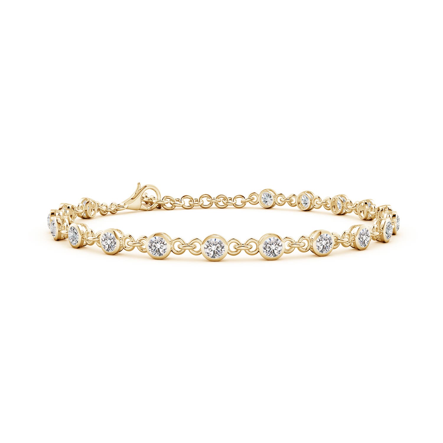3mm IJI1I2 Bezel-Set Round Diamond Tennis Bracelet in 18CT Yellow Gold