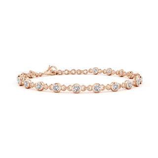 3mm IJI1I2 Bezel-Set Round Diamond Tennis Bracelet in Rose Gold