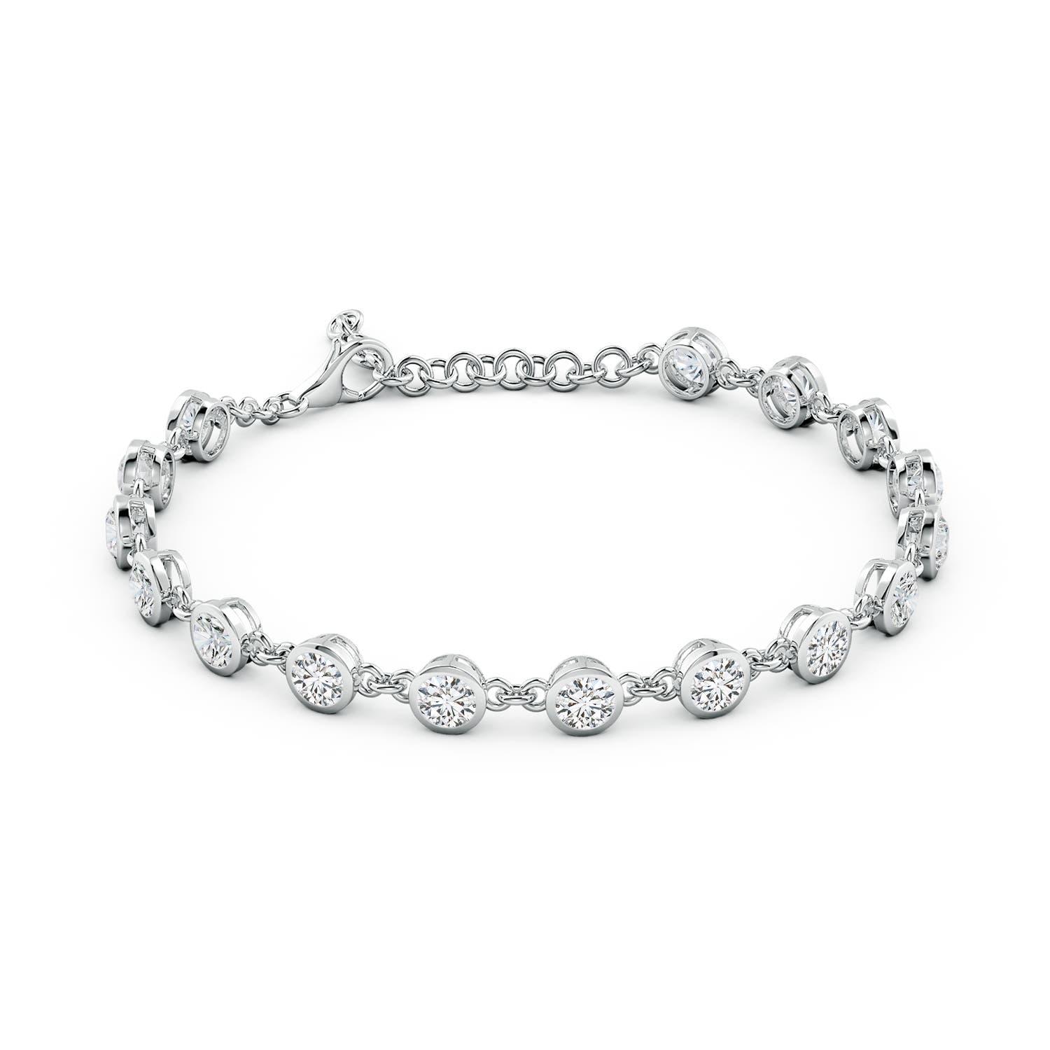 4.1mm HSI2 Bezel-Set Round Diamond Tennis Bracelet in 18K White Gold