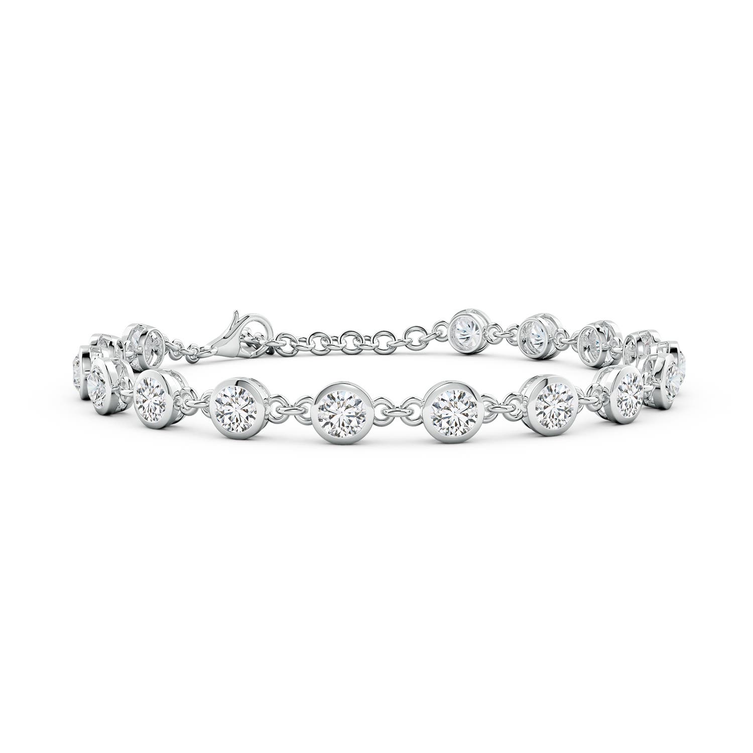 4.1mm HSI2 Bezel-Set Round Diamond Tennis Bracelet in White Gold