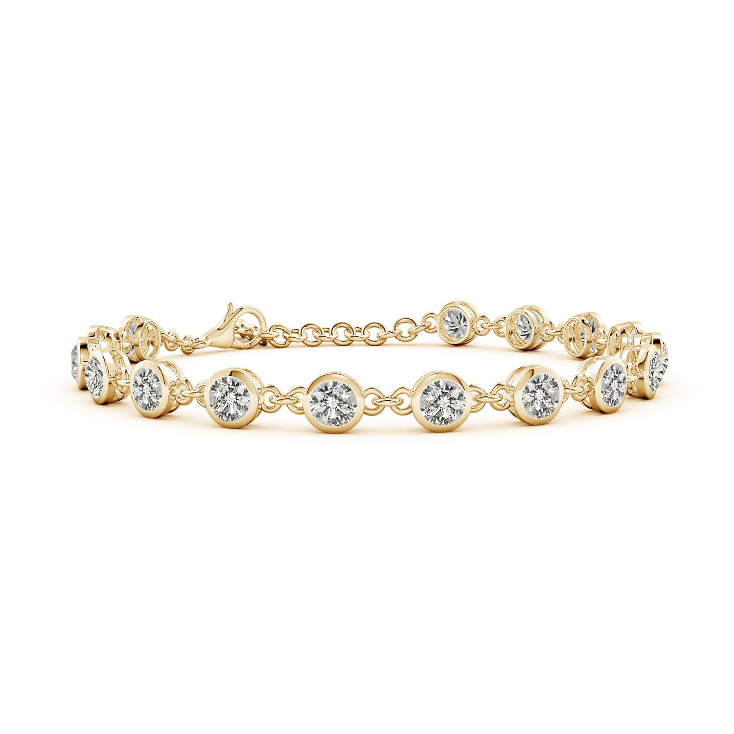 4.1mm KI3 Bezel-Set Round Diamond Tennis Bracelet in Yellow Gold