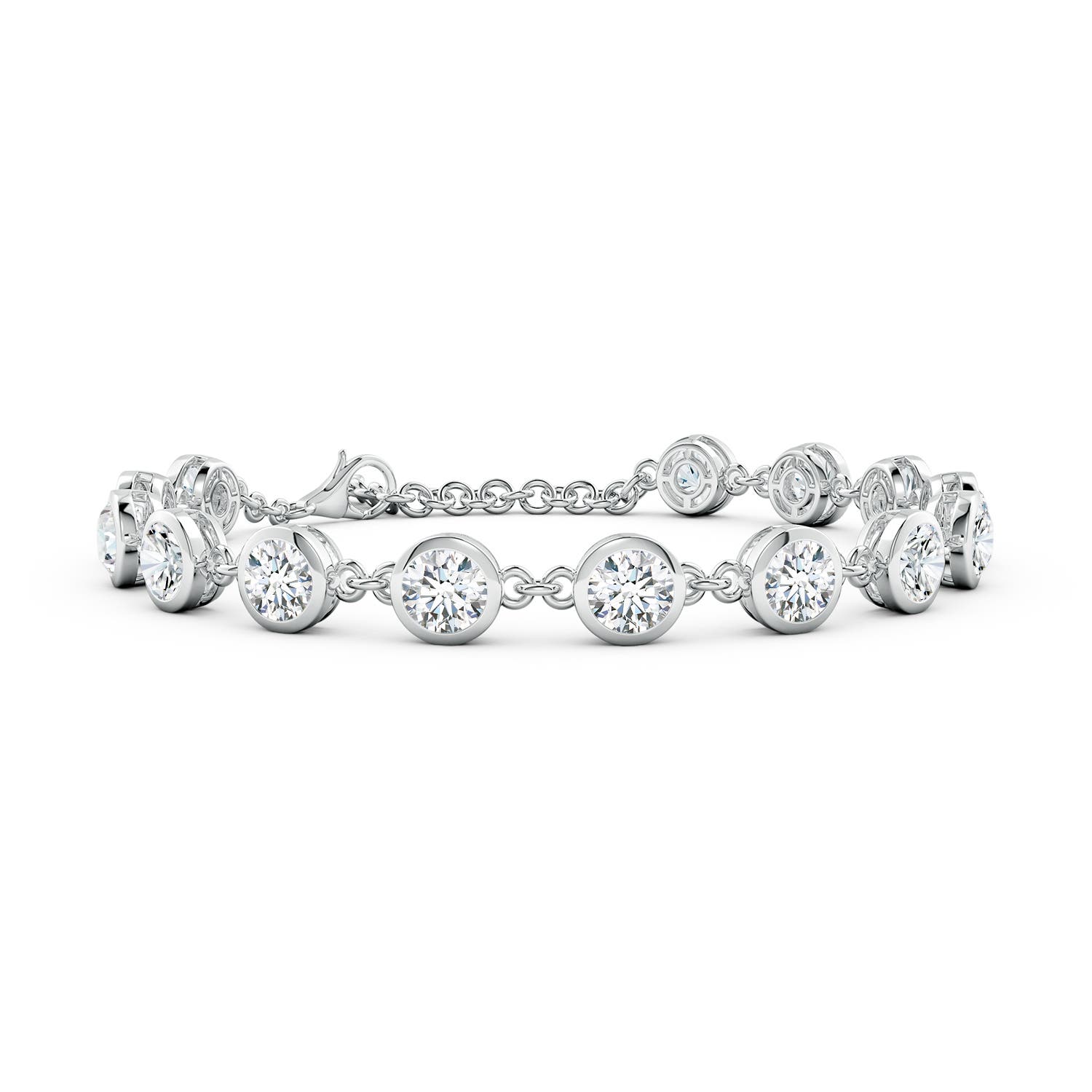 5.1mm GVS2 Bezel-Set Round Diamond Tennis Bracelet in White Gold