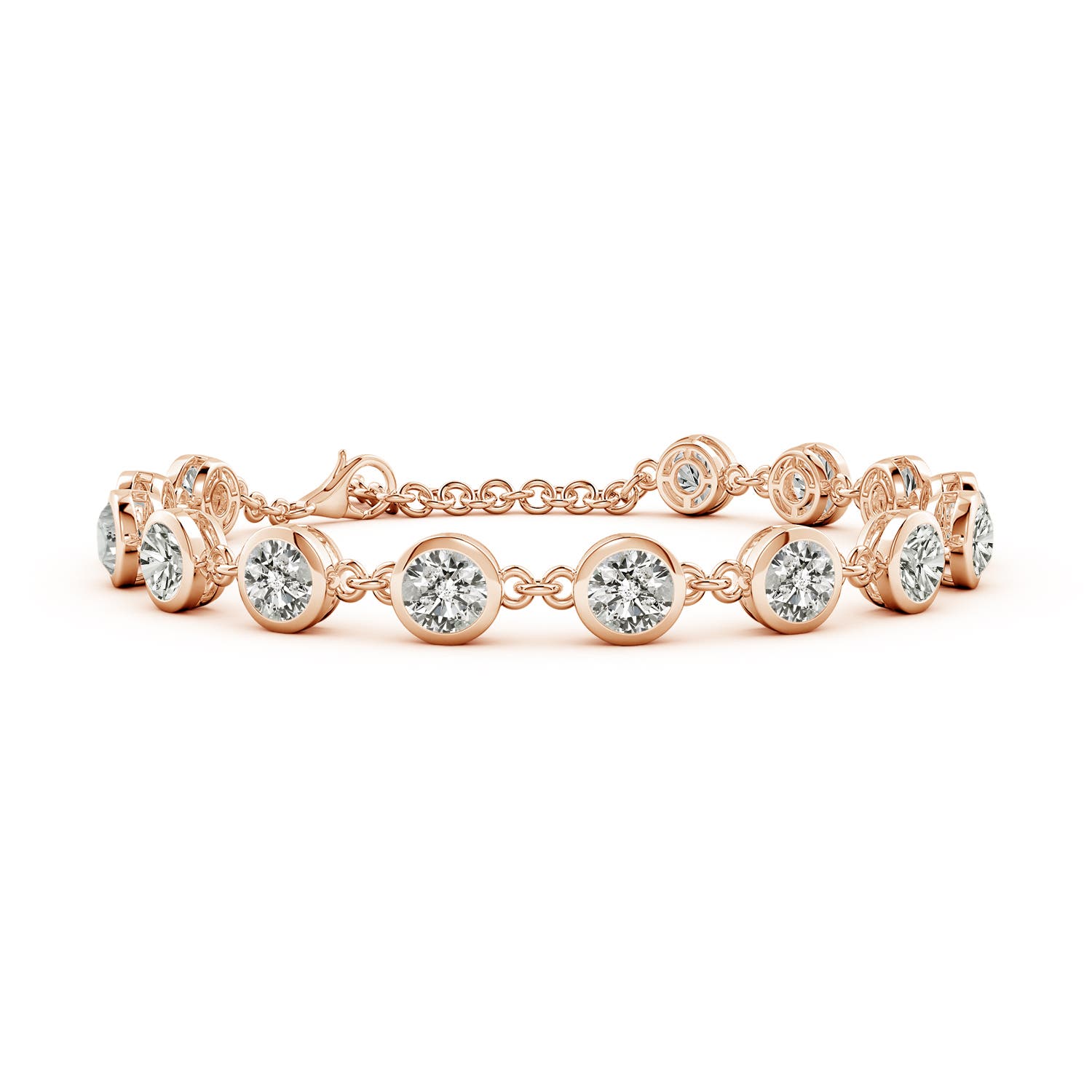 5.1mm KI3 Bezel-Set Round Diamond Tennis Bracelet in Rose Gold