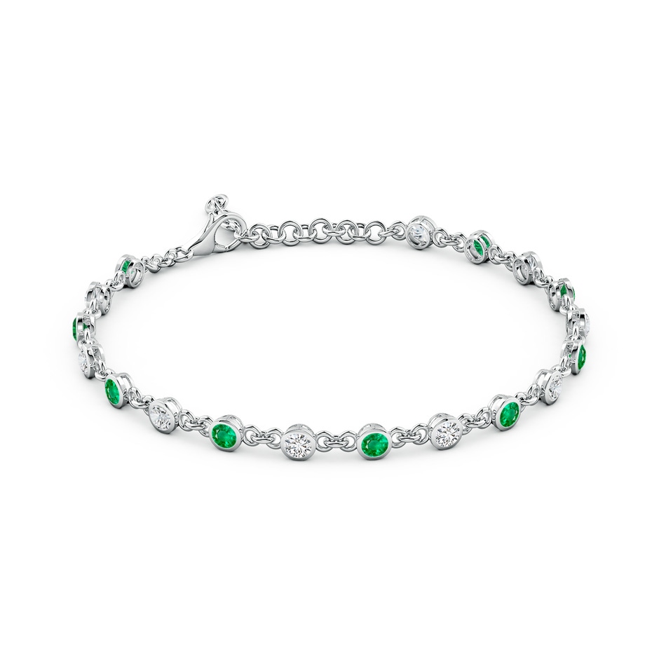 3mm AAA Bezel-Set Round Emerald and Diamond Tennis Bracelet in White Gold side 199