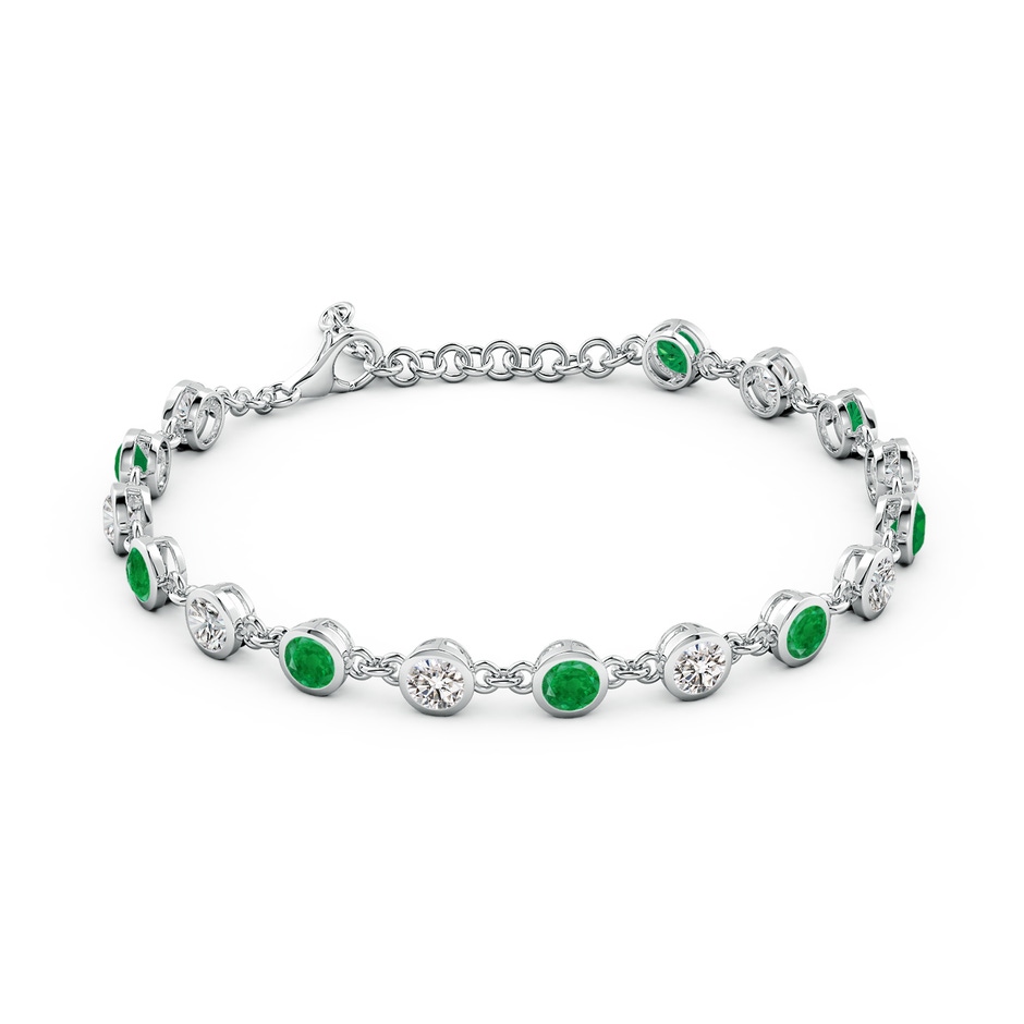 4mm AA Bezel-Set Round Emerald and Diamond Tennis Bracelet in White Gold side 199