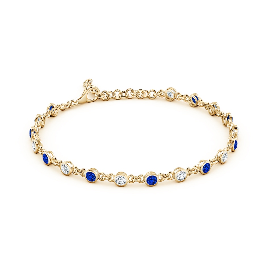 3mm Lab-Grown Bezel-Set Round Blue Sapphire and Diamond Tennis Bracelet in Yellow Gold side 199