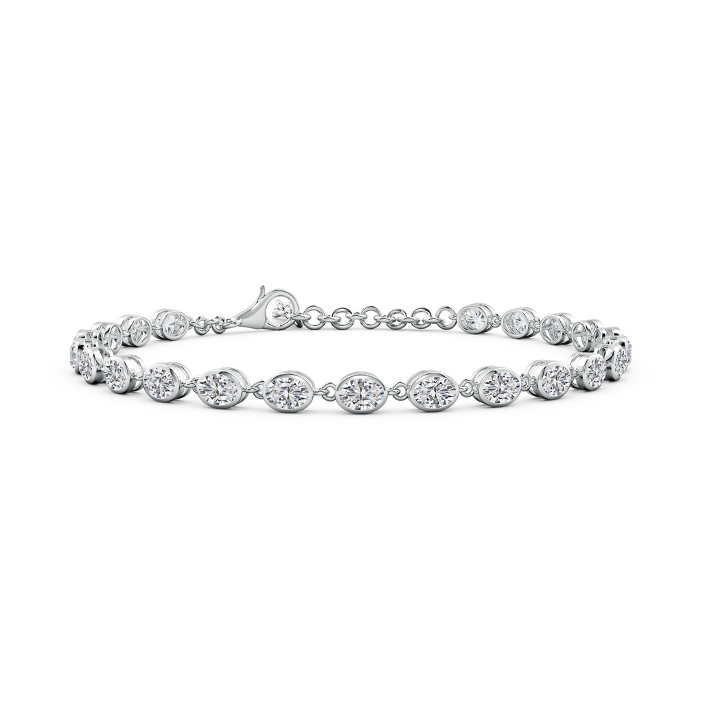 4x3mm HSI2 Bezel-Set Oval Diamond Tennis Bracelet in White Gold