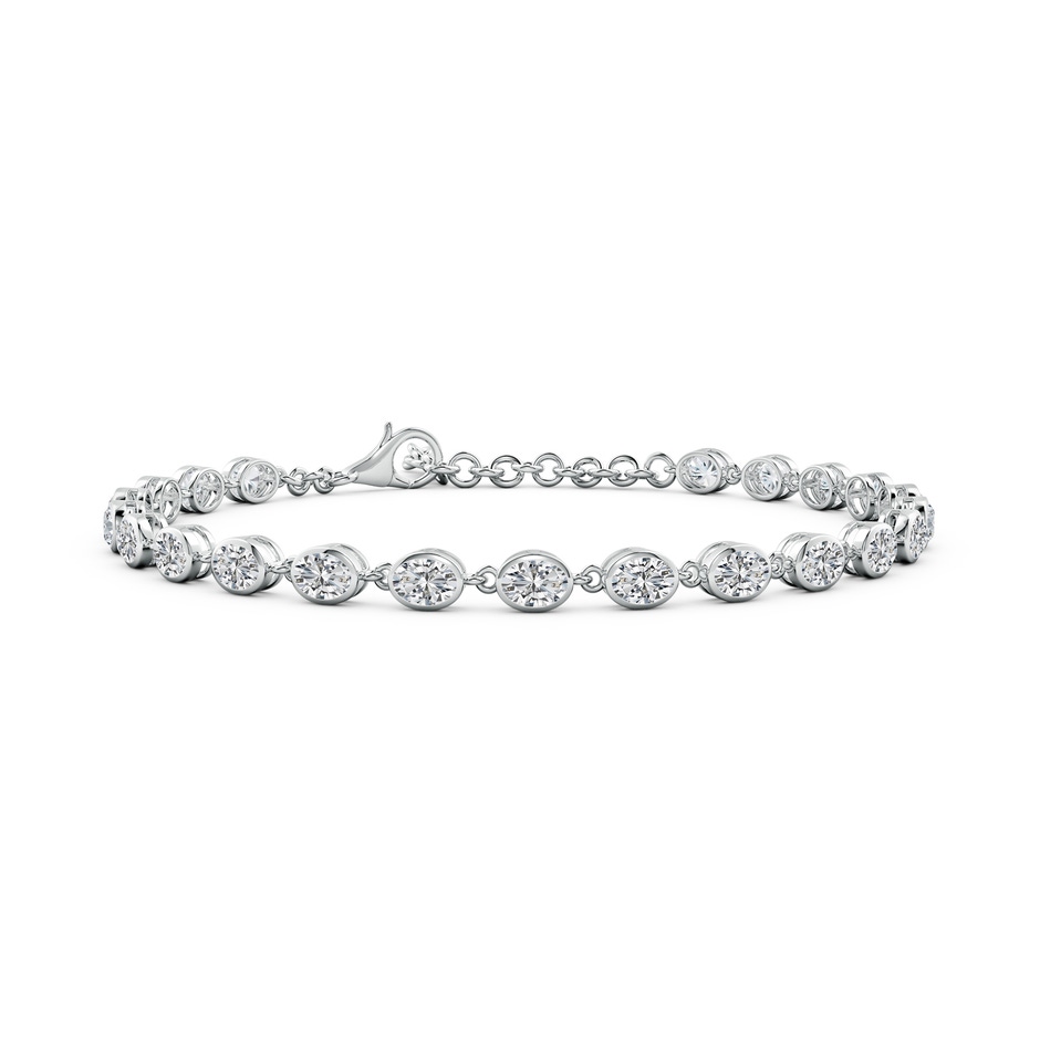 4x3mm HSI2 Bezel-Set Oval Diamond Tennis Bracelet in White Gold 