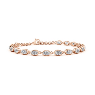 5x3mm HSI2 Bezel-Set Oval Diamond Tennis Bracelet in 18K Rose Gold