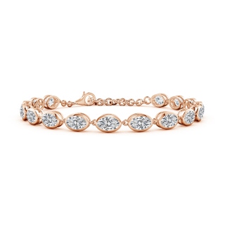 6x4mm HSI2 Bezel-Set Oval Diamond Tennis Bracelet in 18K Rose Gold