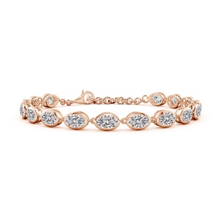 6x4mm IJI1I2 Bezel-Set Oval Diamond Tennis Bracelet in Rose Gold