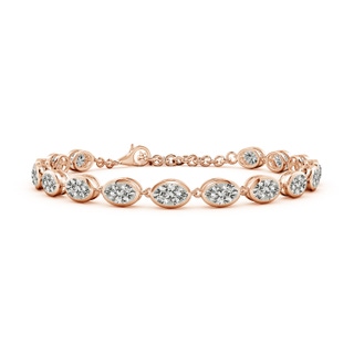 6x4mm KI3 Bezel-Set Oval Diamond Tennis Bracelet in 18K Rose Gold