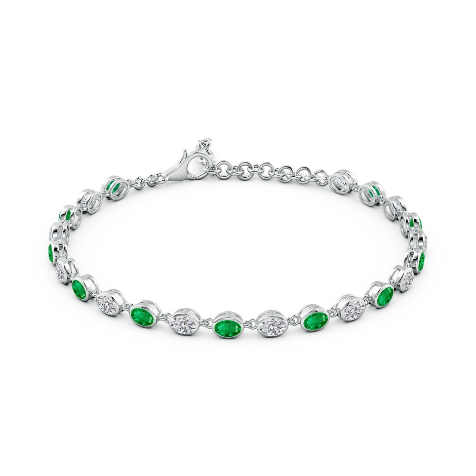 4x3mm AAA Bezel-Set Oval Emerald and Diamond Tennis Bracelet in White Gold side 199