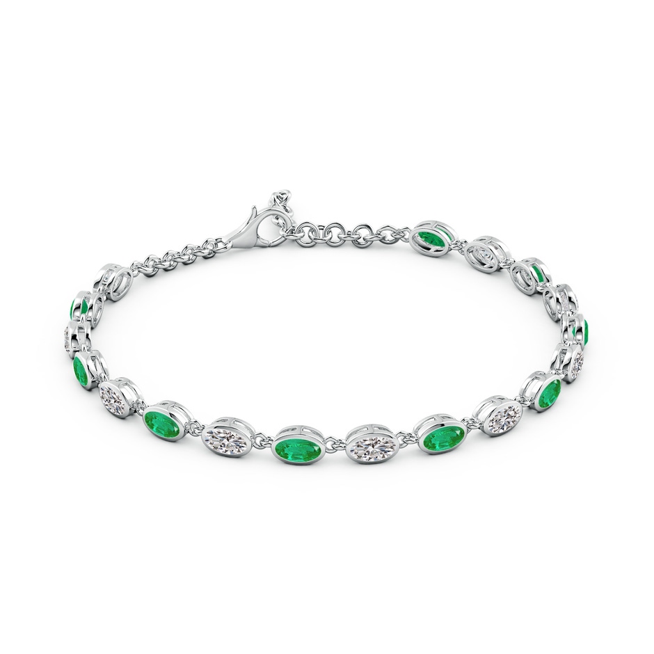 5x3mm AA Bezel-Set Oval Emerald and Diamond Tennis Bracelet in White Gold side 199