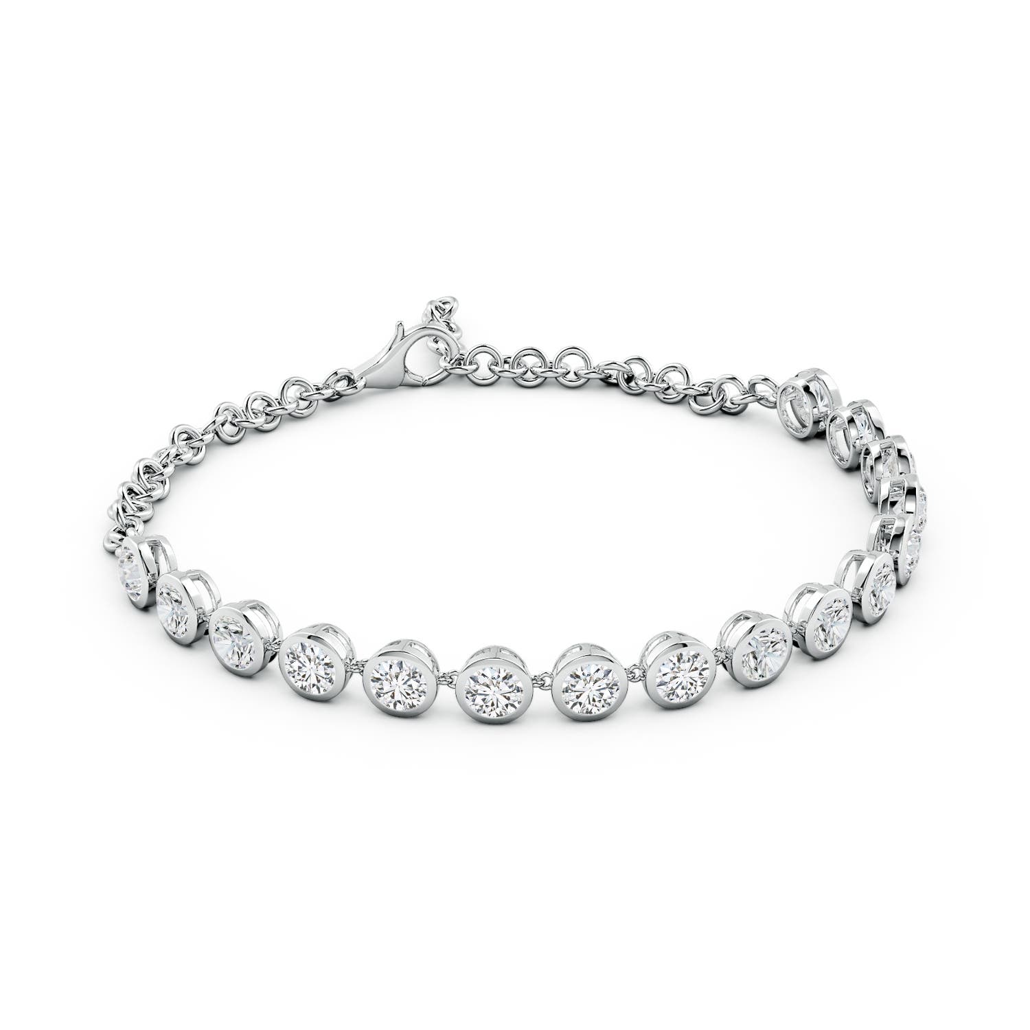 4.1mm HSI2 Round Diamond Chain Bracelet in 18K White Gold