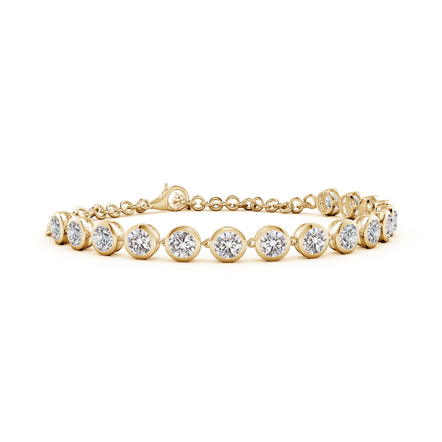 4.1mm IJI1I2 Round Diamond Chain Bracelet in Yellow Gold