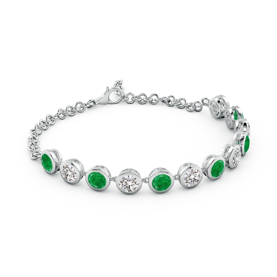 5mm AA Round Emerald and Diamond Chain Bracelet in White Gold side 199