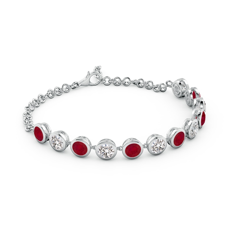 5mm AA Round Ruby and Diamond Chain Bracelet in White Gold side 199