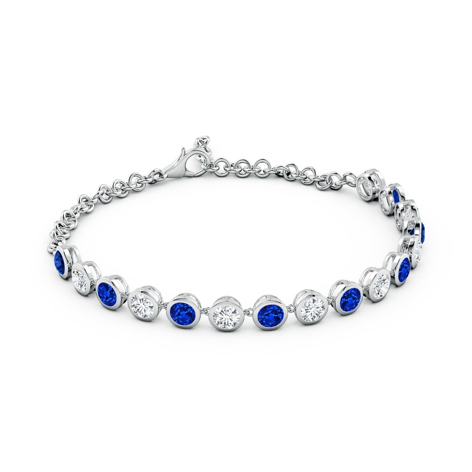 4mm Lab-Grown Round Blue Sapphire and Diamond Chain Bracelet in White Gold side 199