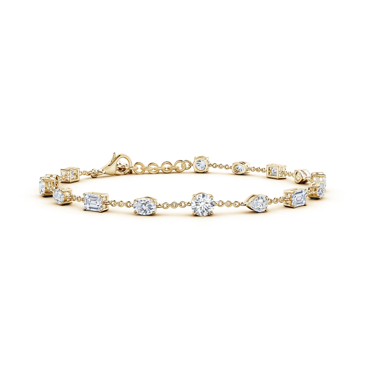 4.1mm GVS2 Multi-Shape Diamond Station Bracelet in 18CT Yellow Gold