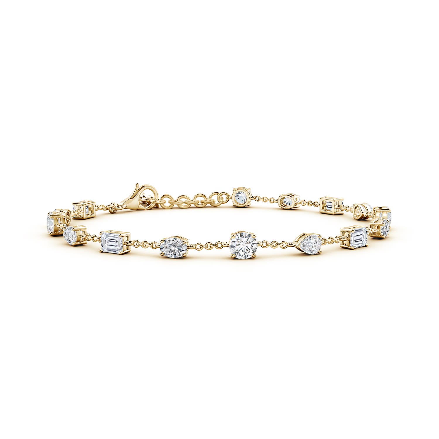 4.1mm HSI2 Multi-Shape Diamond Station Bracelet in 18CT Yellow Gold