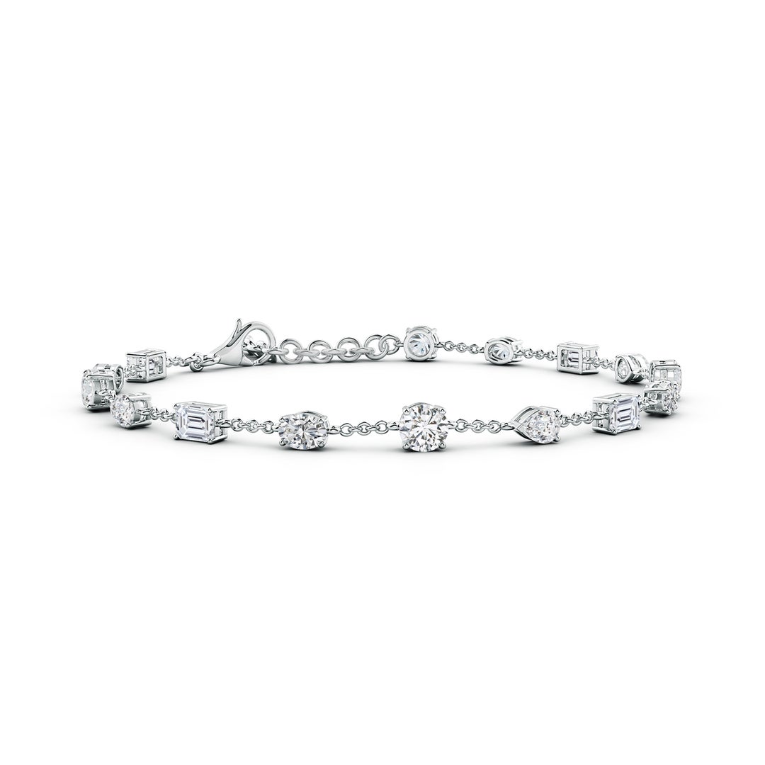 4.1mm HSI2 Multi-Shape Diamond Station Bracelet in White Gold
