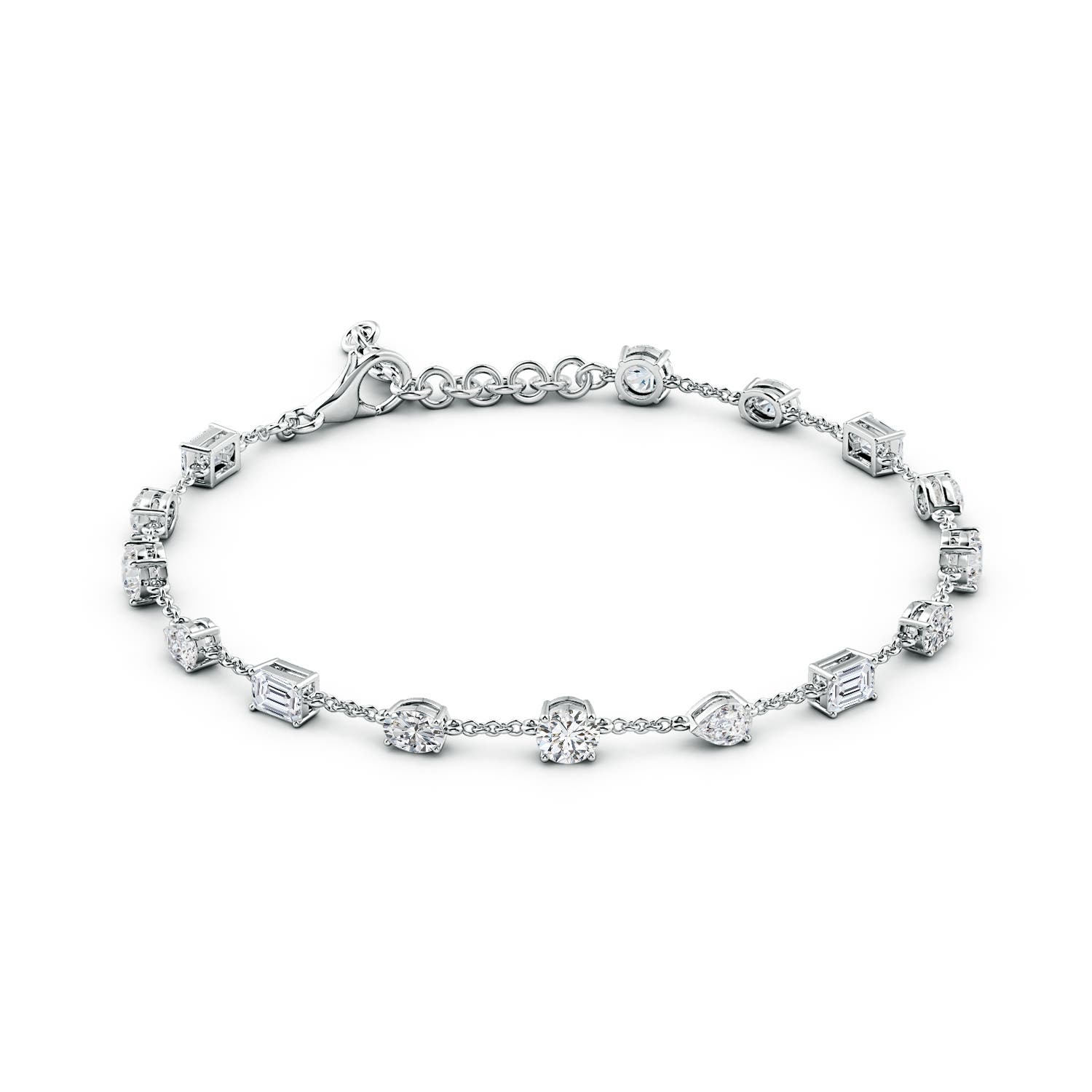 4.1mm HSI2 Multi-Shape Diamond Station Bracelet in White Gold - side 2