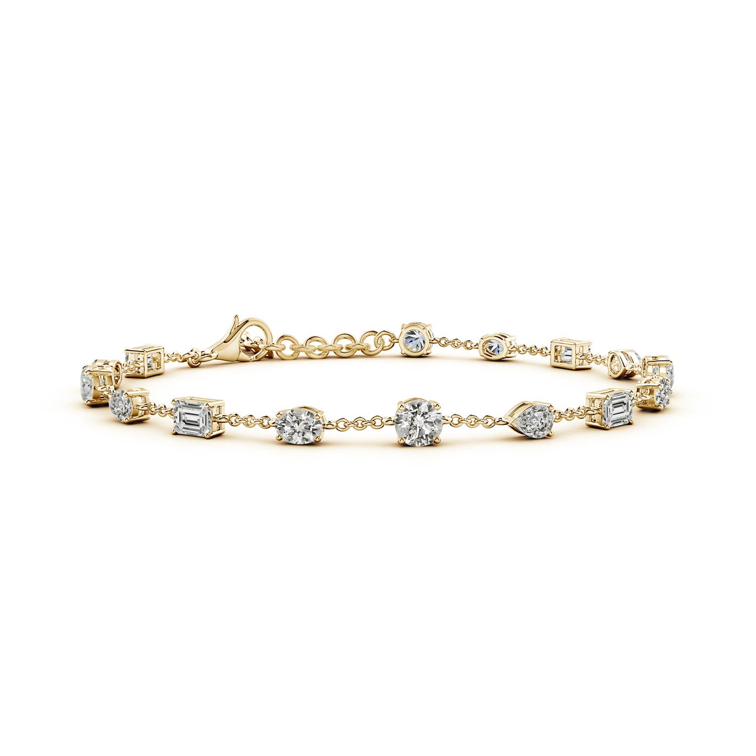 Angara 2.73 CTW Multi-Shape Diamond Station Bracelet in 18K Yellow Gold