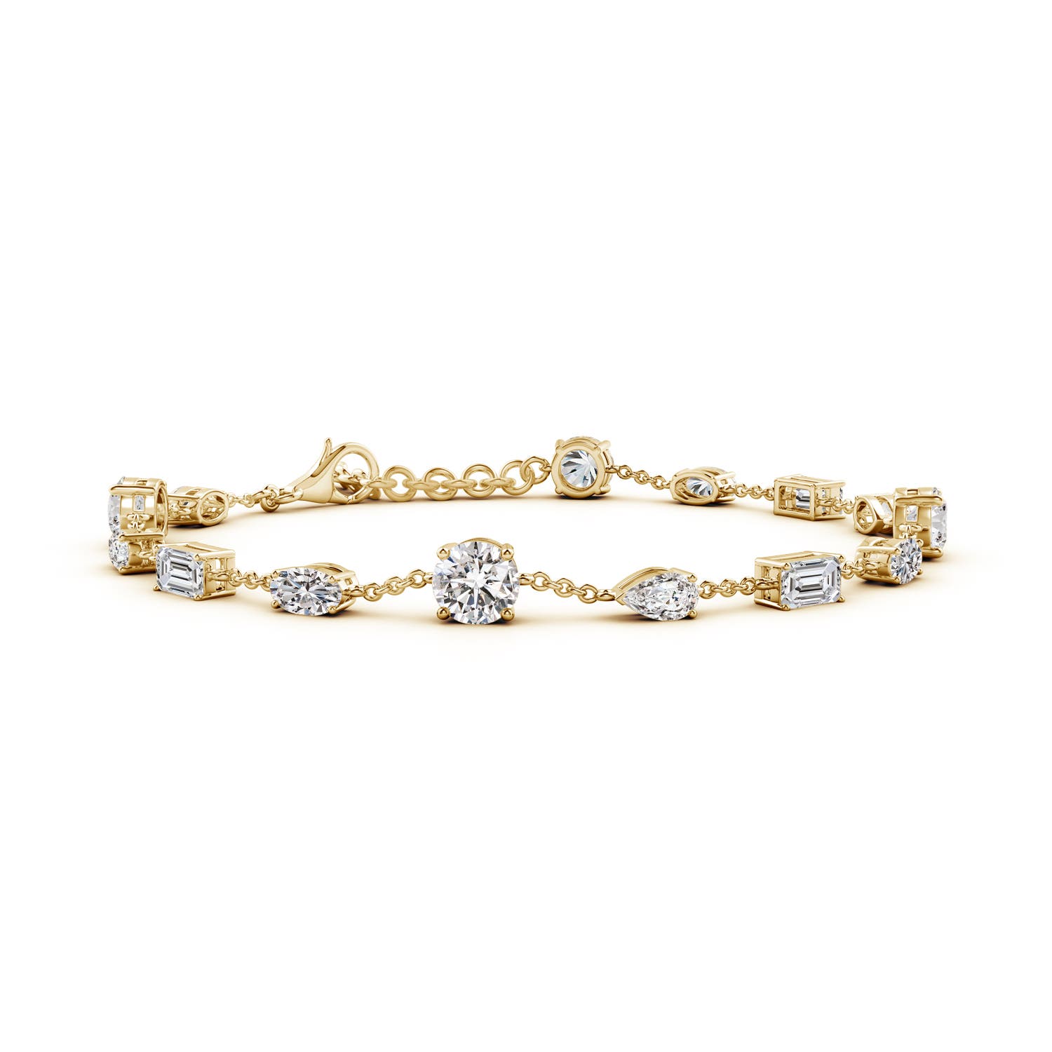5.1mm IJI1I2 Multi-Shape Diamond Station Bracelet in 18K Yellow Gold