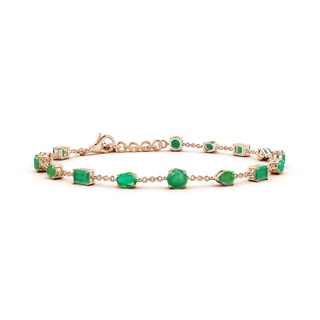 4mm A Multi-Shape Emerald Station Bracelet in Rose Gold