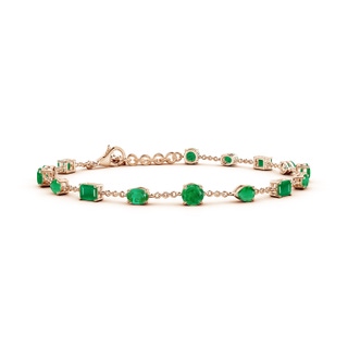 4mm AA Multi-Shape Emerald Station Bracelet in 18K Rose Gold