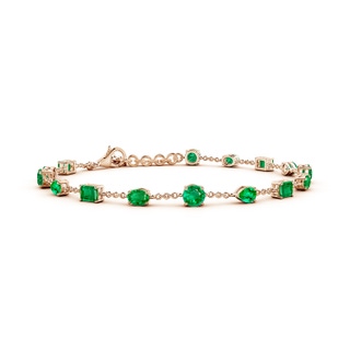 4mm AAA Multi-Shape Emerald Station Bracelet in 18K Rose Gold