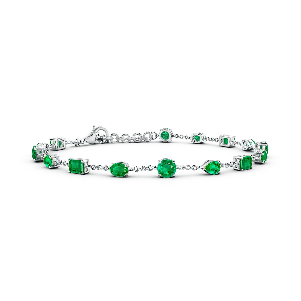 4mm AAA Multi-Shape Emerald Station Bracelet in White Gold