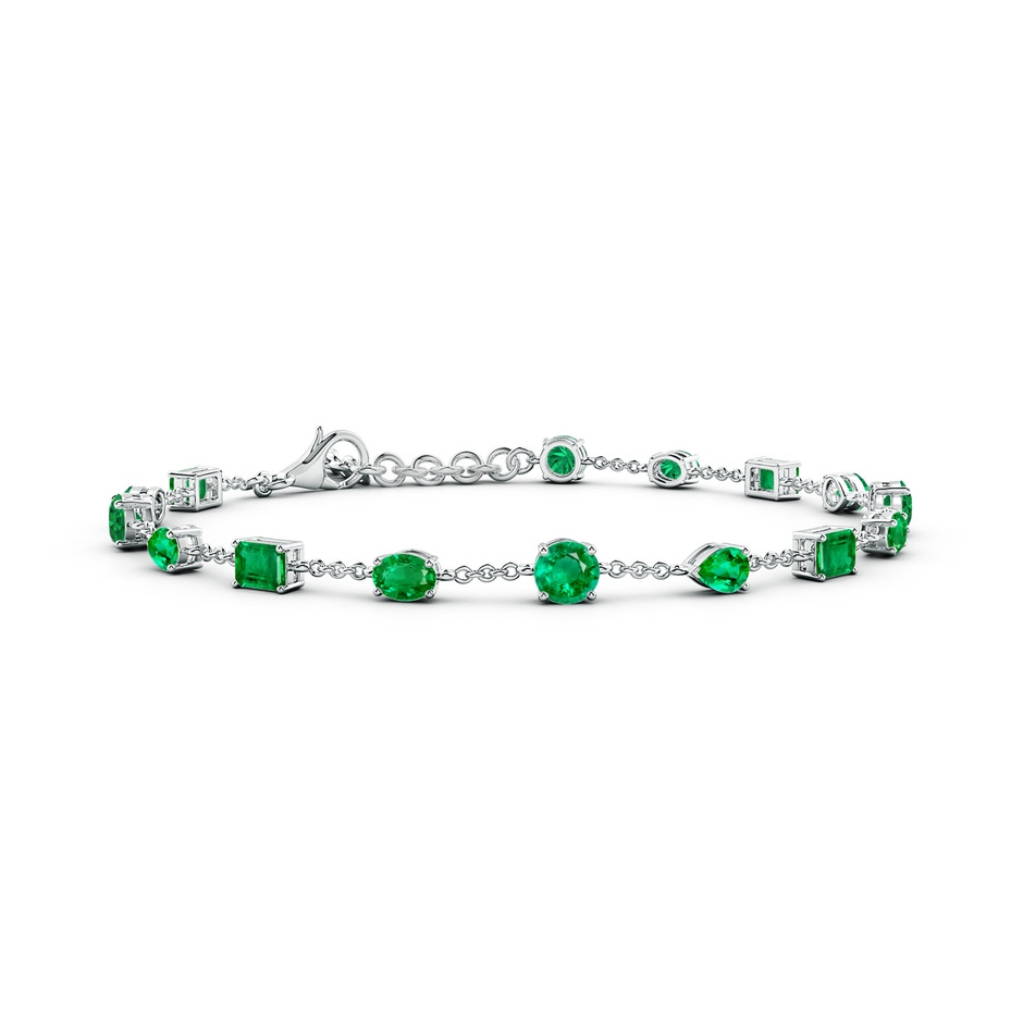 4mm AAA Multi-Shape Emerald Station Bracelet in White Gold 