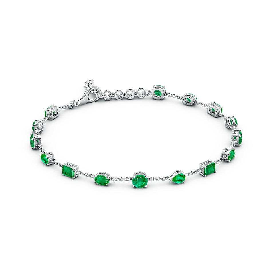 4mm AAA Multi-Shape Emerald Station Bracelet in White Gold side 199