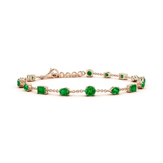 4mm AAAA Multi-Shape Emerald Station Bracelet in 18K Rose Gold